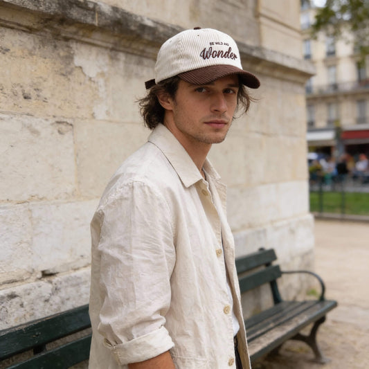 Casquette « WONDER » en velours côtelé – patchwork et style urbain