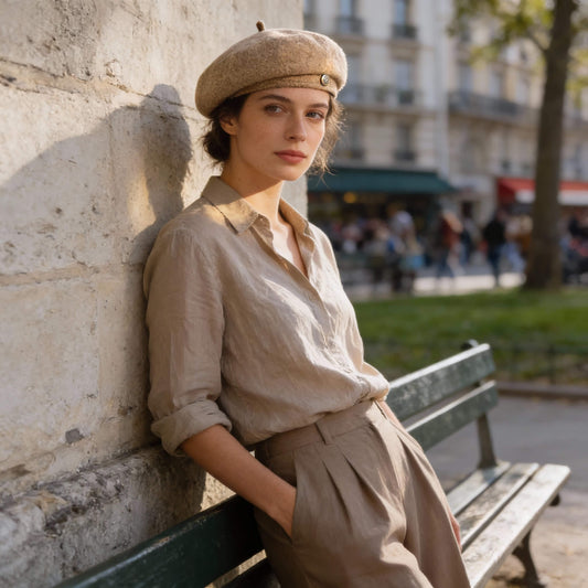 Béret en laine feutrée pour femme au style art français rétro