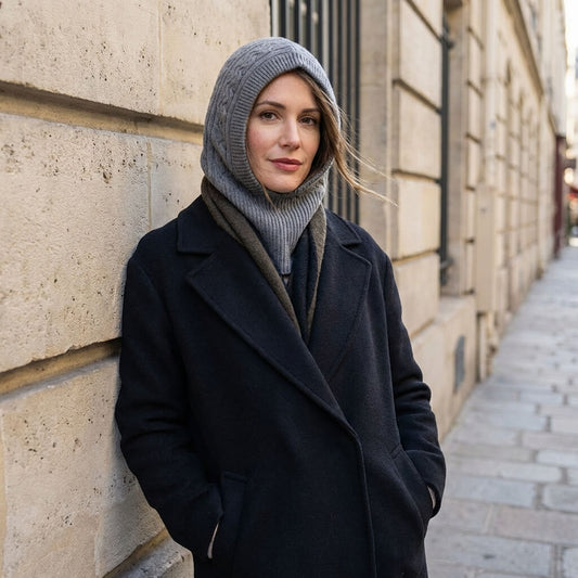 Bonnet écharpe femme hiver torsadé
