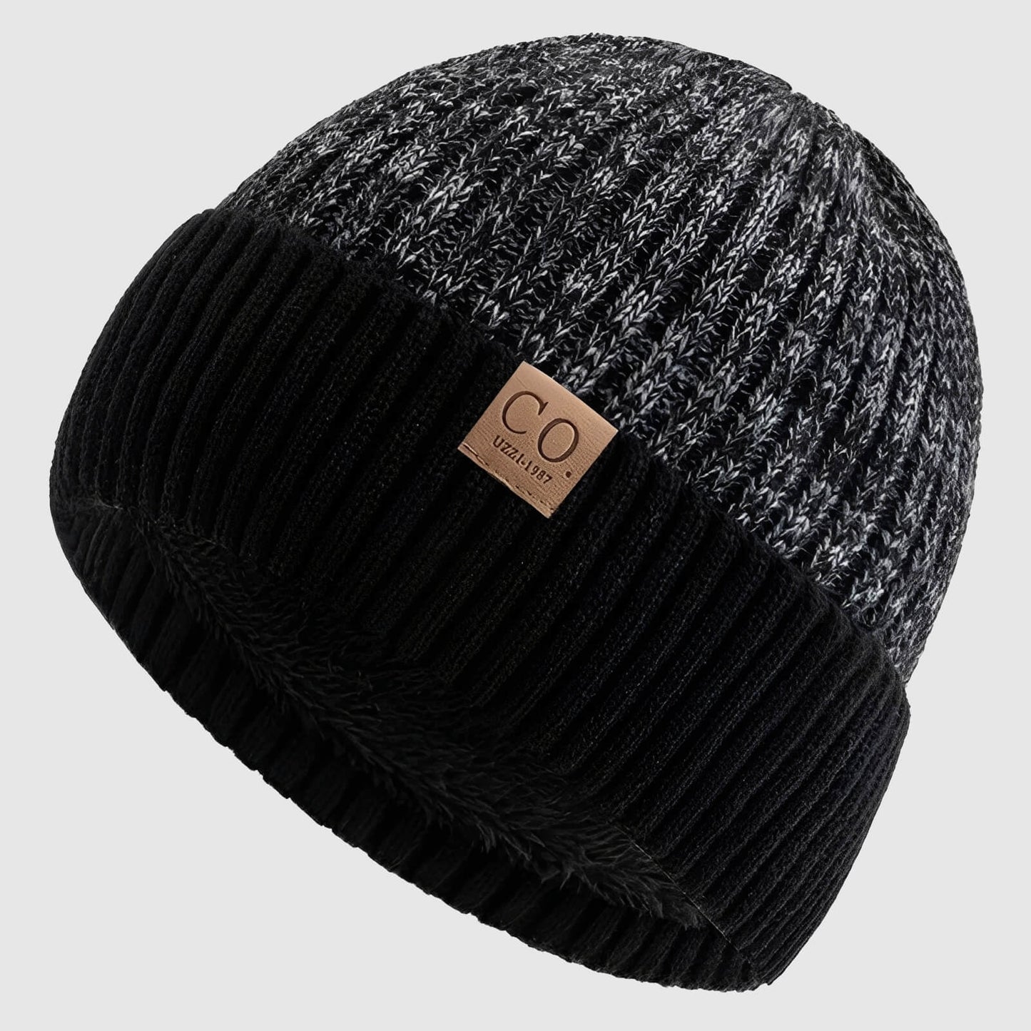 Bonnet en laine bicolore unisexe doublé chaud