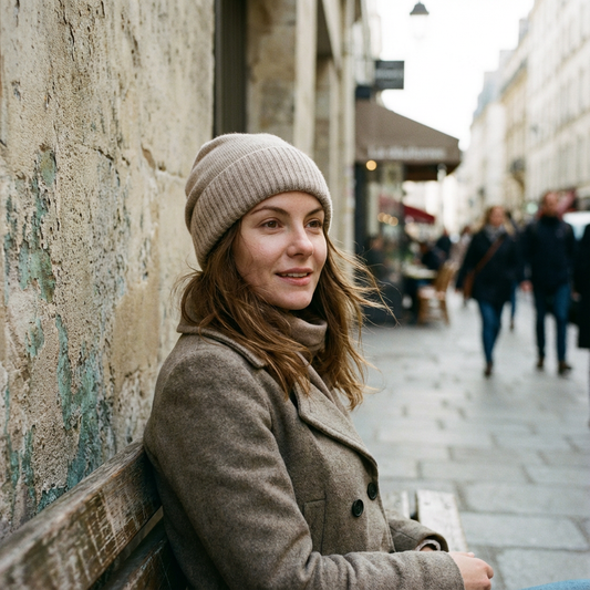 Bonnet femme en laine pure doublé satin – douceur et élégance hivernale