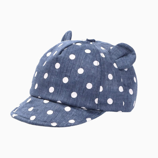 Casquette bébé à pois avec oreilles – 6 à 24 mois