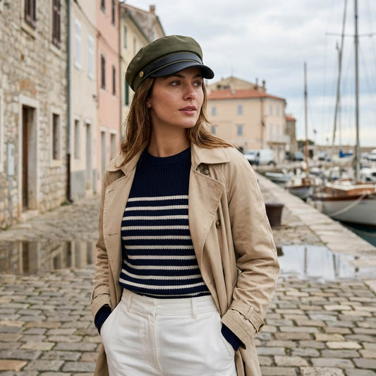 Casquette marin unisexe en similicuir élégant