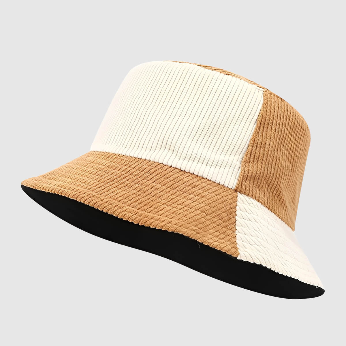 Chapeau bob en velours côtelé à couleurs contrastées