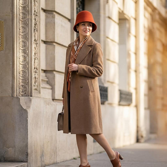 Chapeau cloche en laine à bord court pour femme