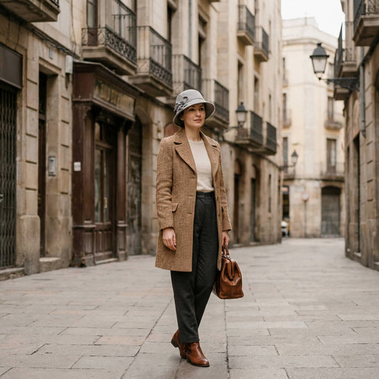 Chapeau cloche en laine pour femme façon fascinator