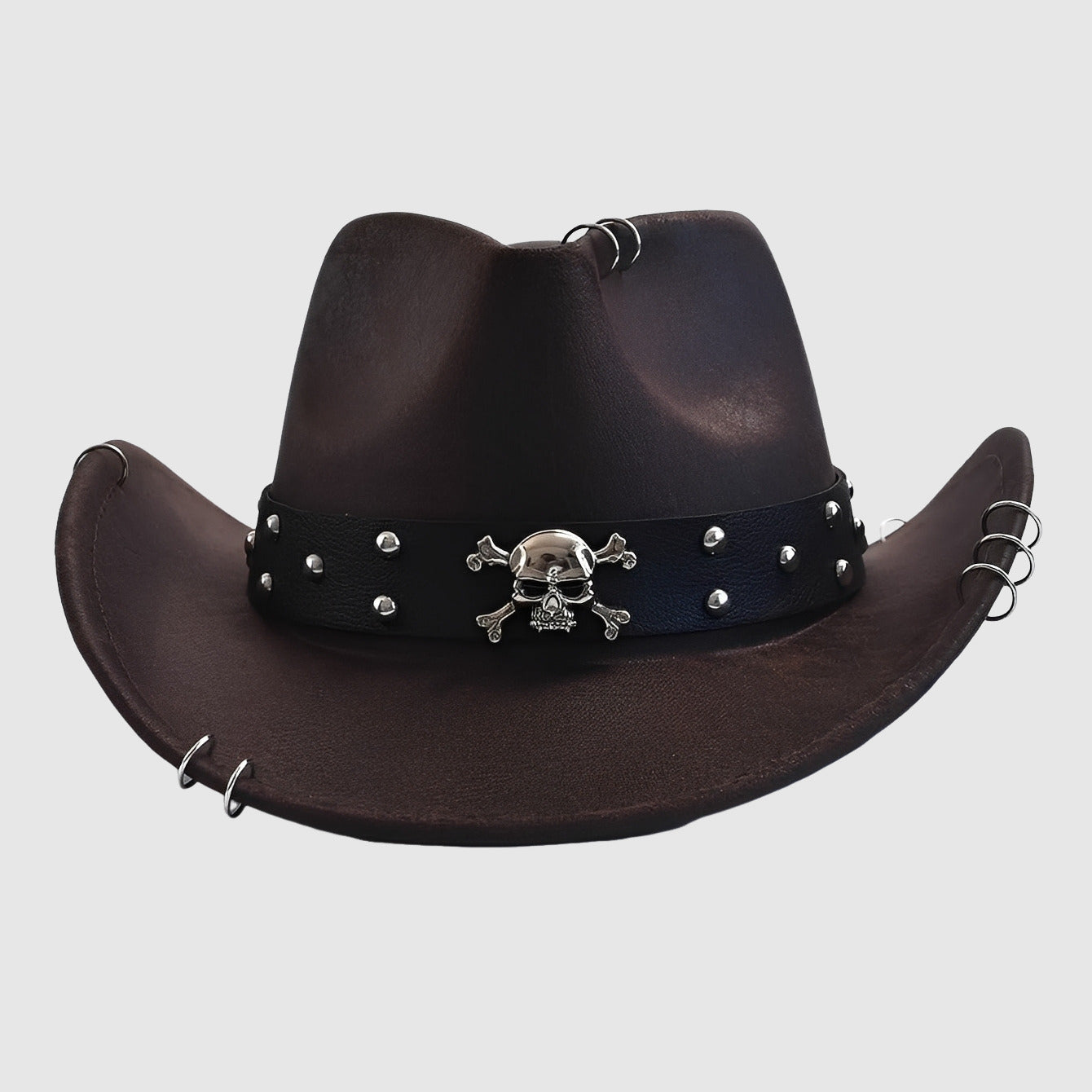 Chapeau cowboy en simili cuir à large bord