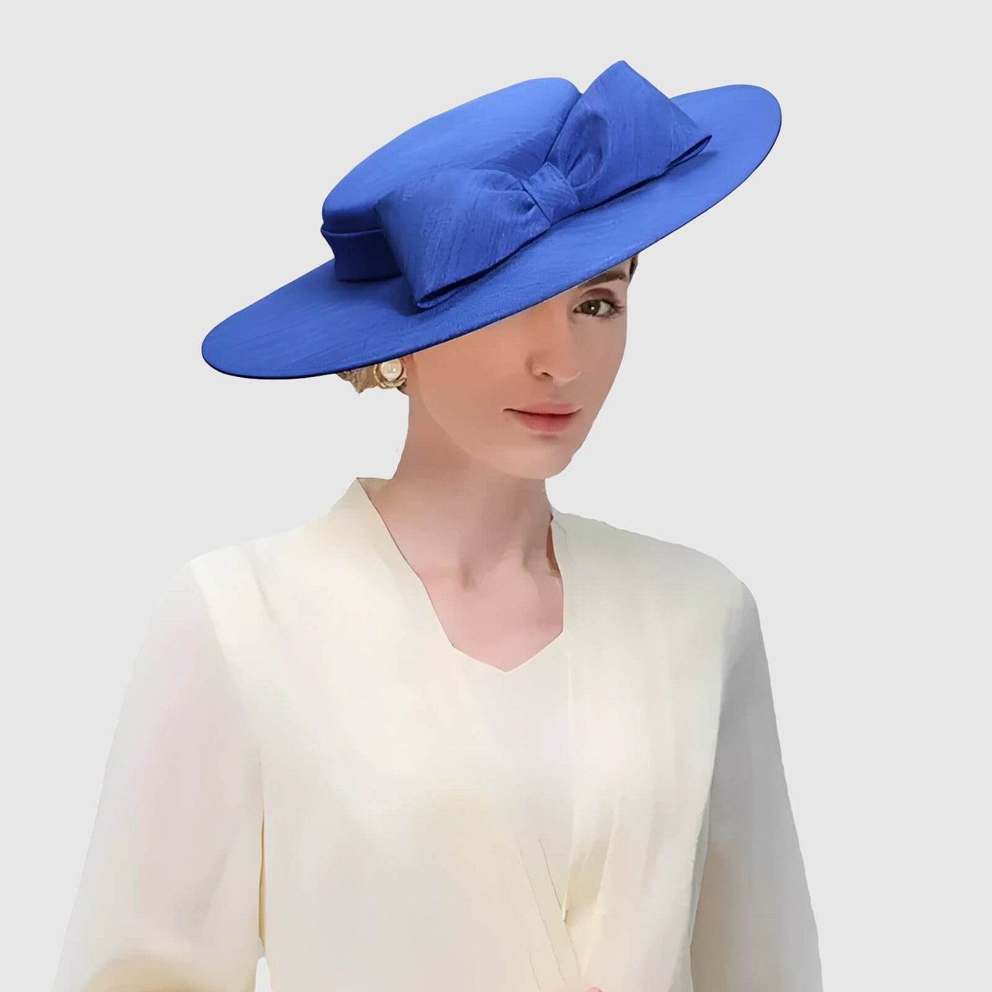 Chapeau de mariage à large bord et grand nœud pour femme
