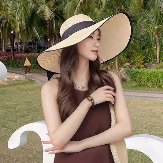 Chapeau de plage d’été pour femme à large bord