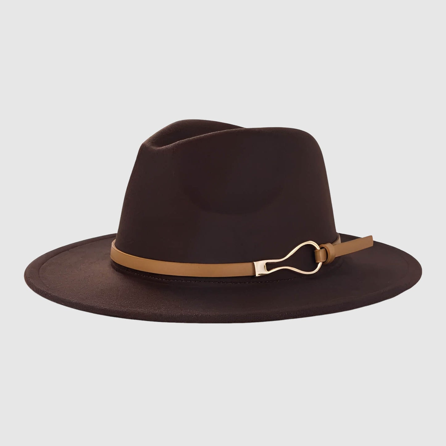 Chapeau fedora en laine mélangée avec ceinture