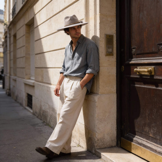 Chapeau fedora en suédine à large bord unisexe