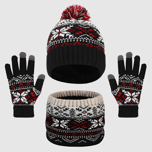 Ensemble bonnet, cache-cou et gants – hiver chaud pour les 3‑12 ans