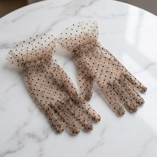 Gants en tulle léger à pois pour cérémonies