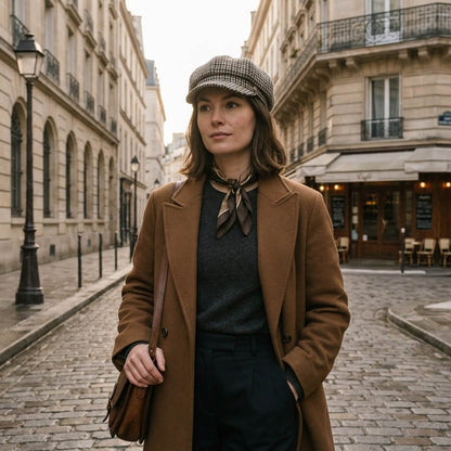 Casquette gavroche femme – tweed à carreaux, chic et rétro