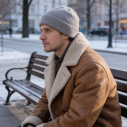 Bonnet en cachemire côtelé unisexe – chaleur naturelle et style raffiné
