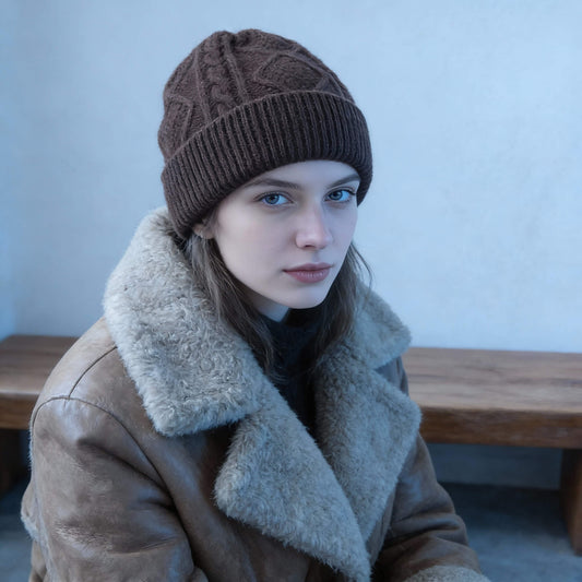 Bonnet en laine pour femme motif losange