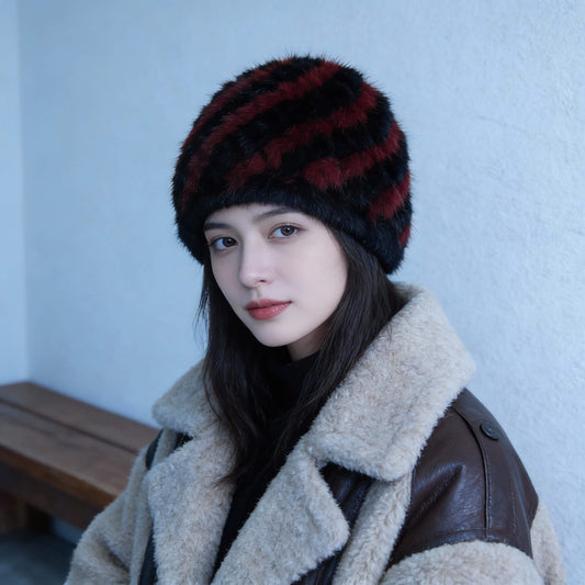 Bonnet russe en fausse fourrure pour femme