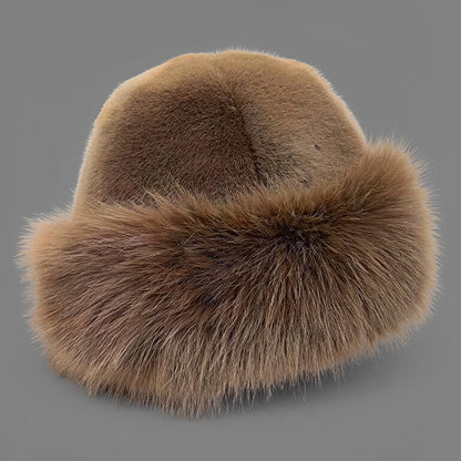 Bonnet russe en fausse fourrure pour femme
