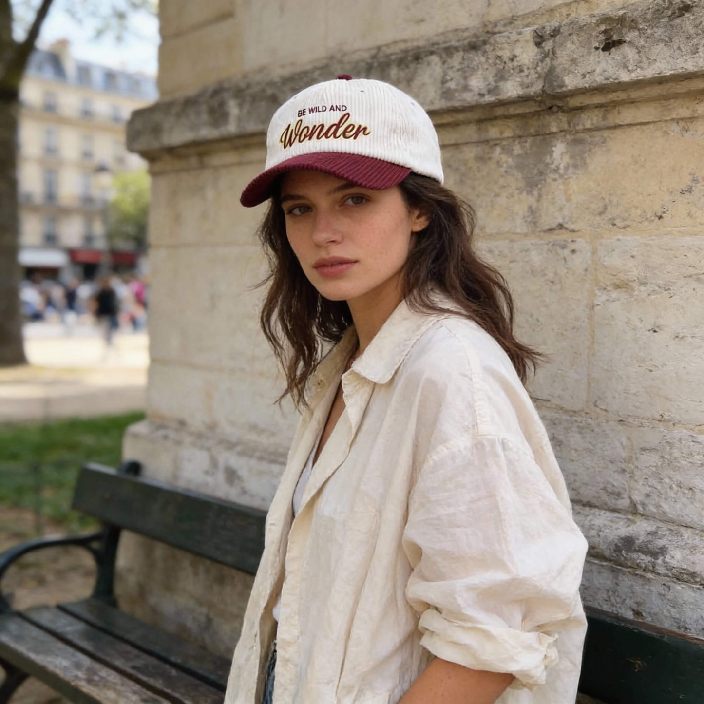 Casquette « WONDER » en velours côtelé – patchwork et style urbain