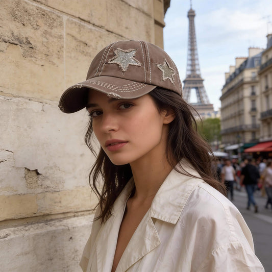Casquette étoile Y2K en denim – look rétro et tendance