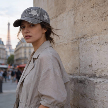 Casquette étoile Y2K en denim – look rétro et tendance