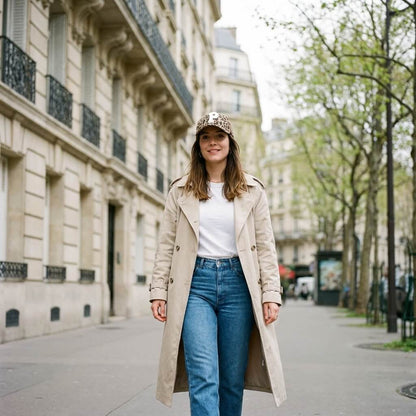 Casquette léopard avec lettre P blanche