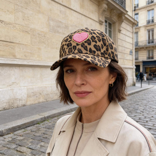 Casquette léopard cœur rose – touche girly et tendance