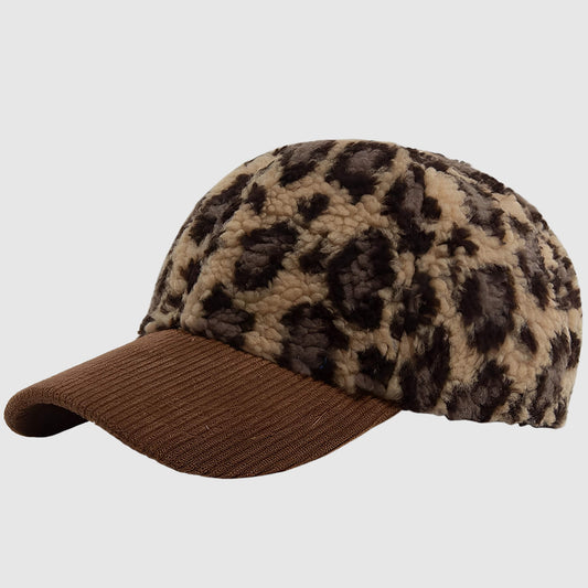 Casquette léopard en velours côtelé – chaude et ultra tendance