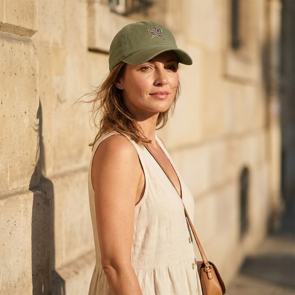 Casquette rétro étoile léopard – style affirmé pour les sorties