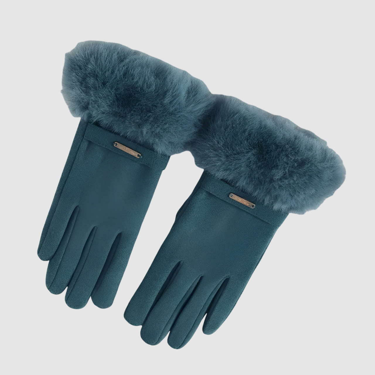 Gants femme hiver en suédine et fausse fourrure – doublés velours et tactiles