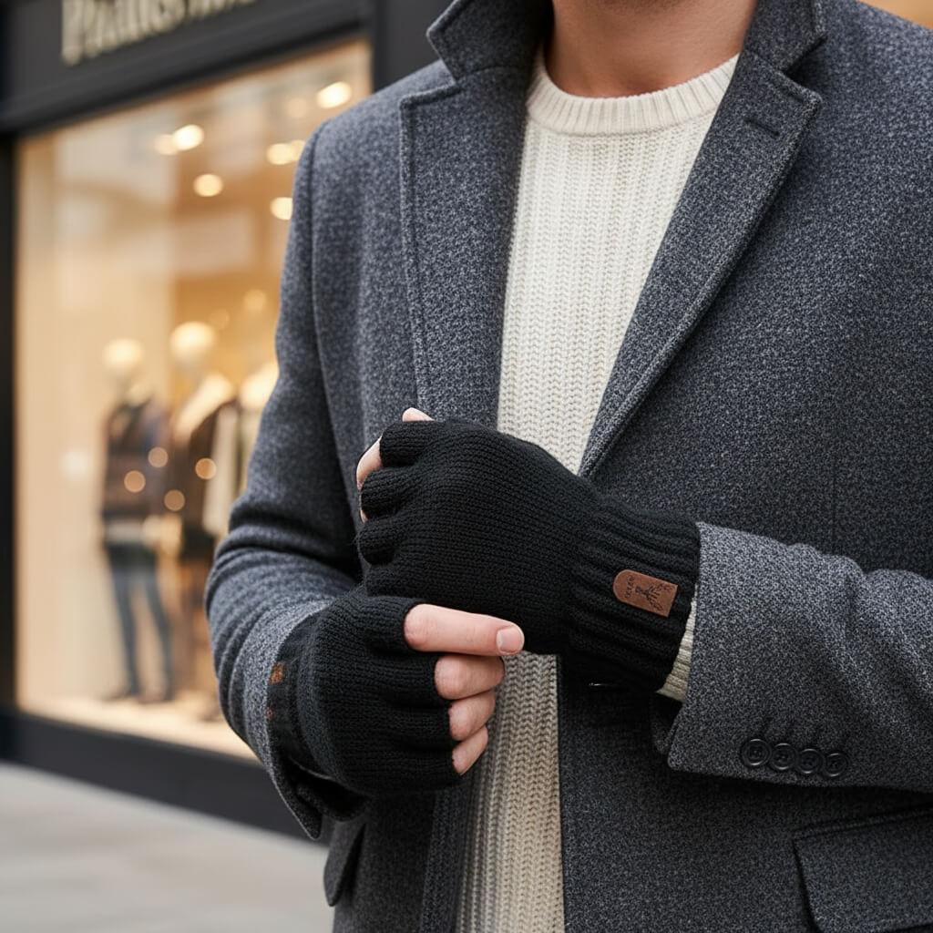 Gants mitaines hiver pour homme – tricot chaud et souple