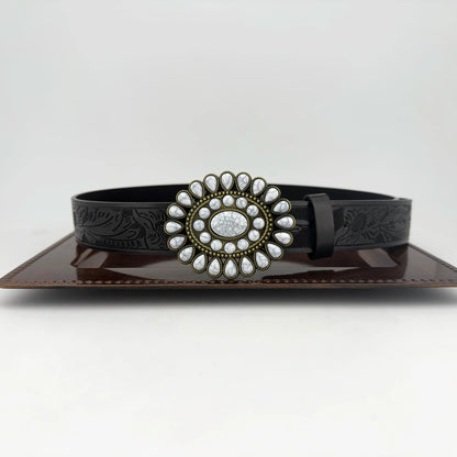 Ceinture cowboy en cuir aux détails turquoise