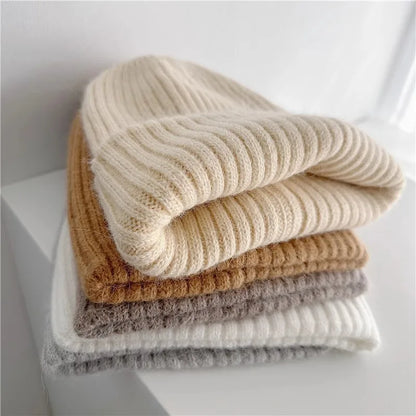 Bonnet en laine femme hiver à double épaisseur