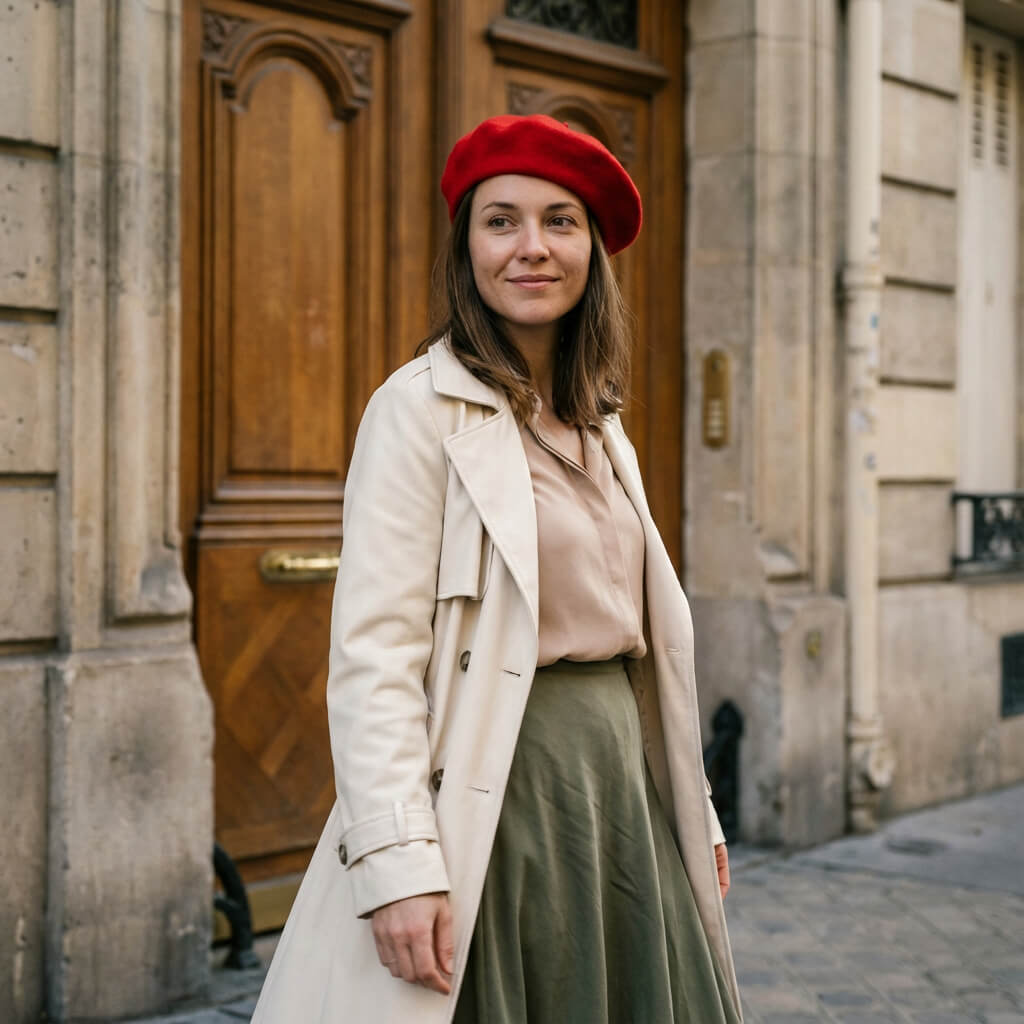 Béret basque en laine pour femme au style vintage romantique