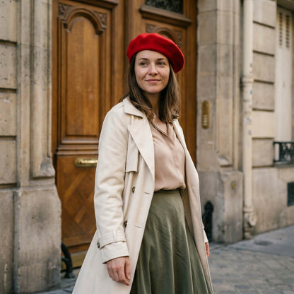 Béret basque en laine pour femme au style vintage romantique