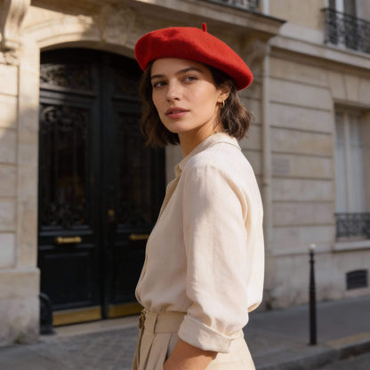 Béret basque en laine pour femme au style vintage romantique