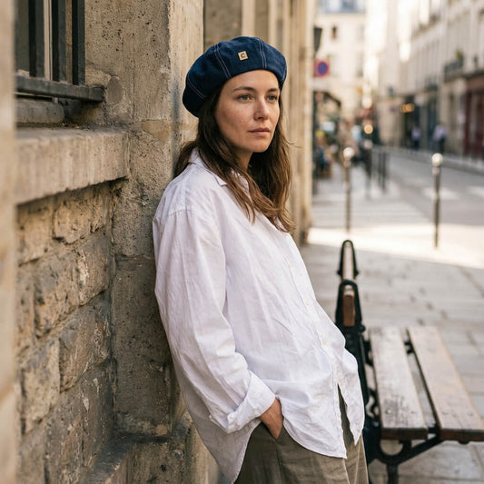 Béret denim pour femme