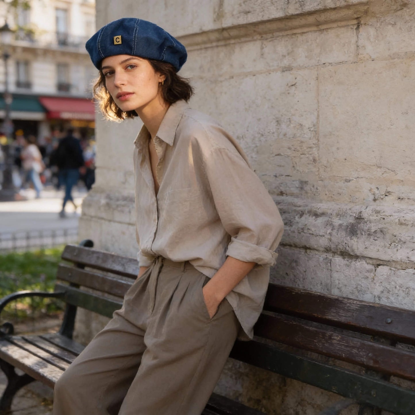 Béret denim pour femme