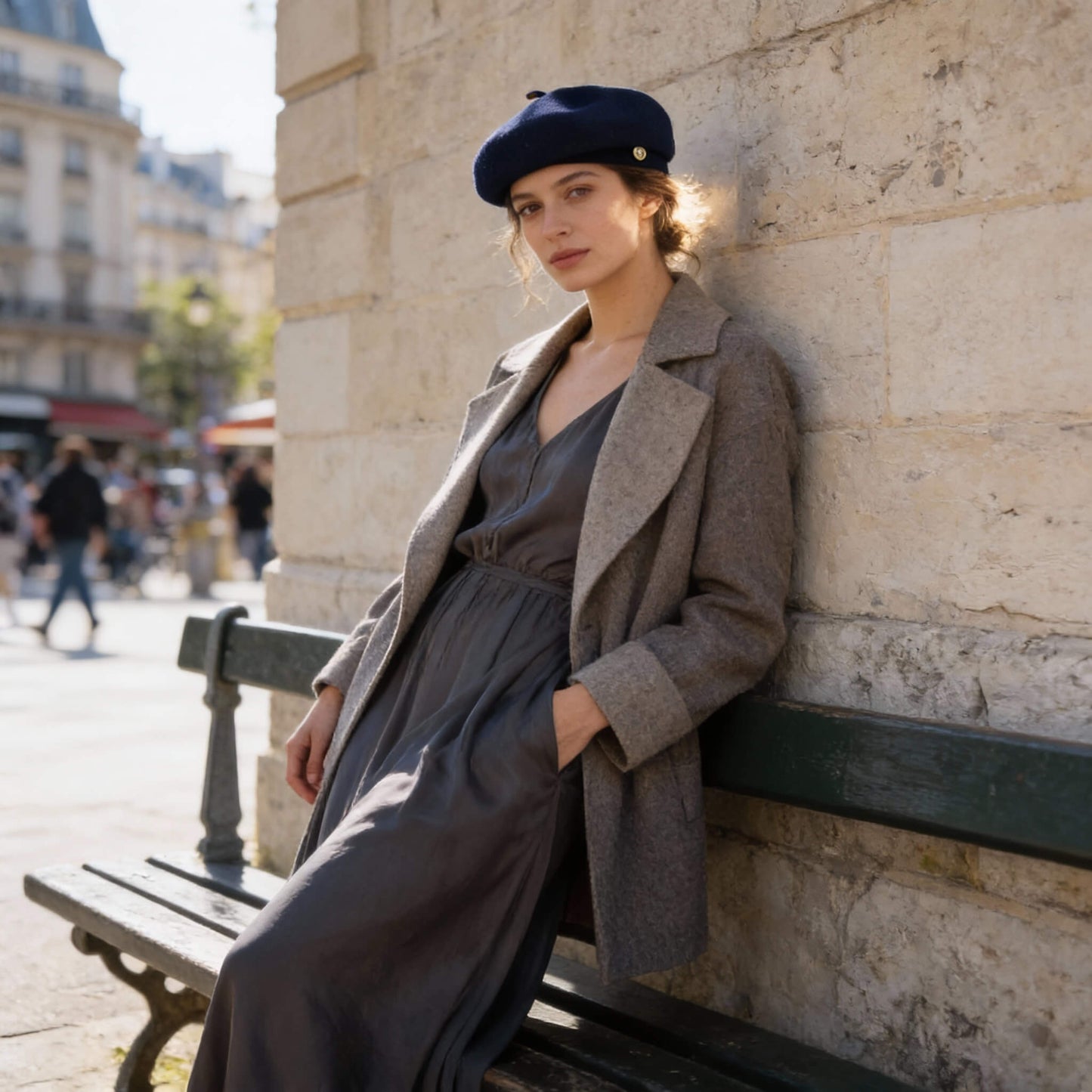 Béret en laine feutrée pour femme au style art français rétro