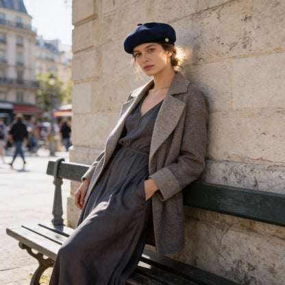 Béret en laine feutrée pour femme au style art français rétro