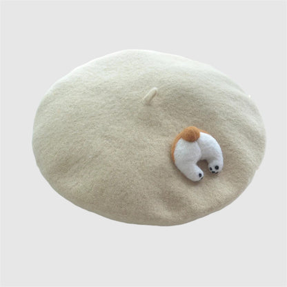 Béret en laine pour femme avec détail Corgi