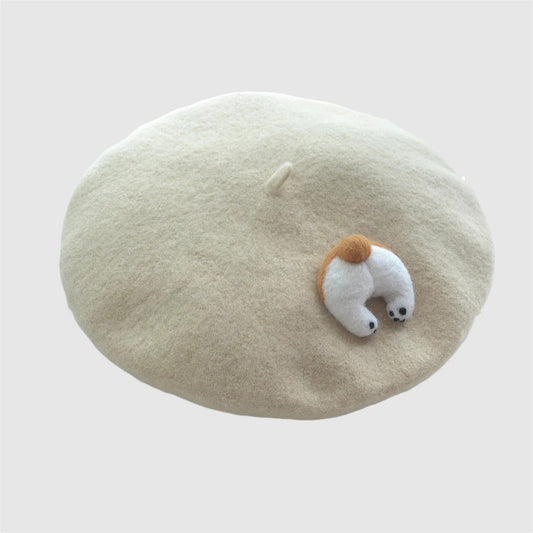 Béret en laine pour femme avec détail Corgi
