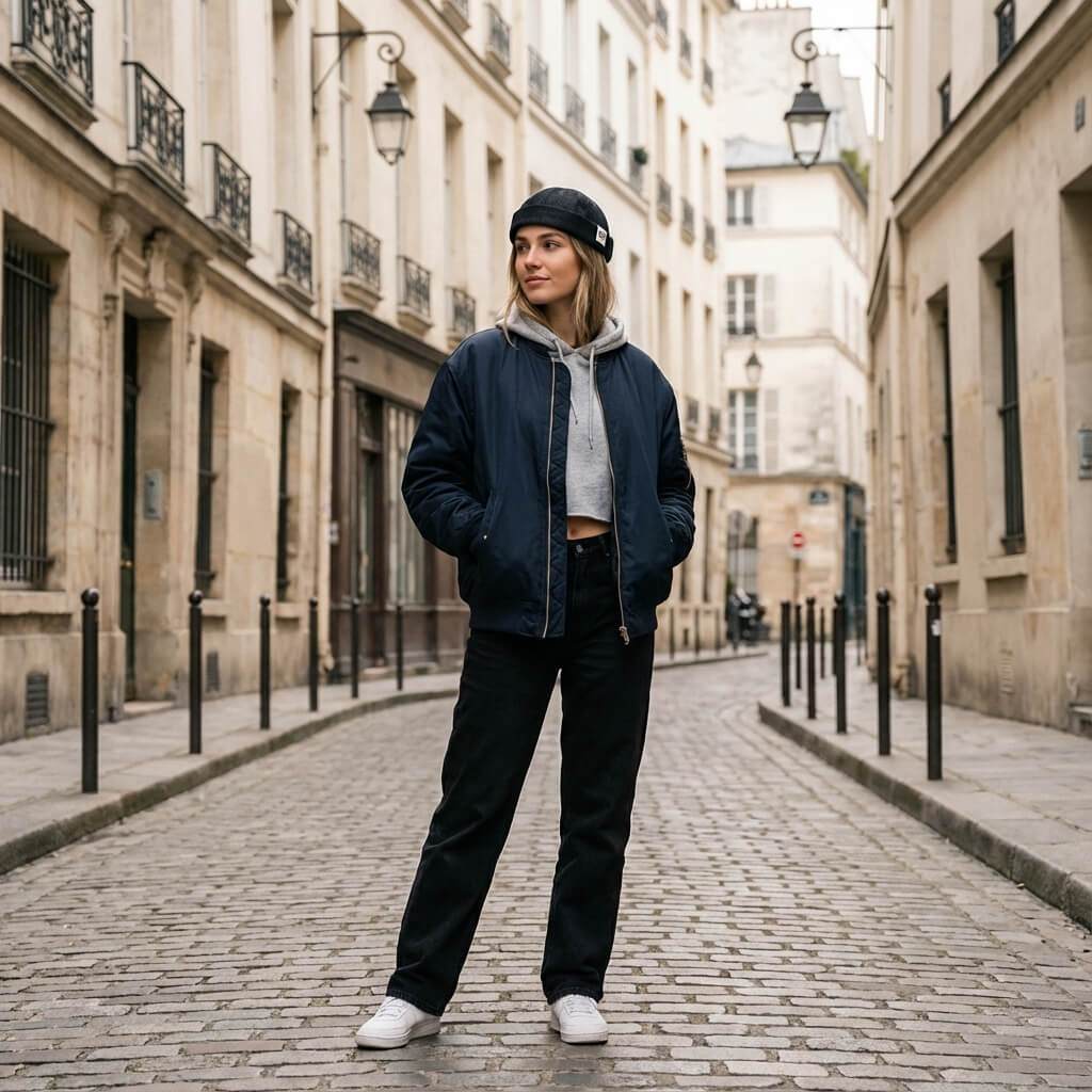 Bonnet docker en denim – style street rétro unisexe