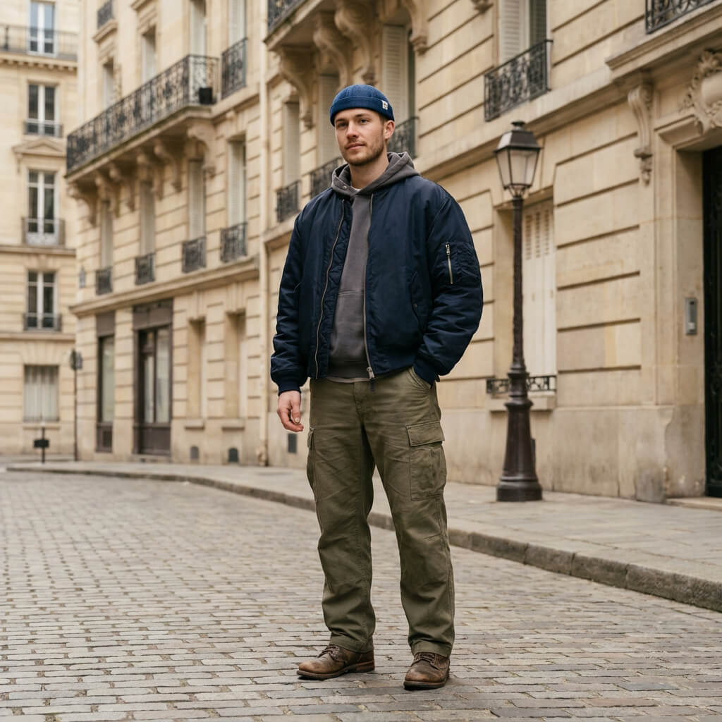 Bonnet docker en denim – style street rétro unisexe