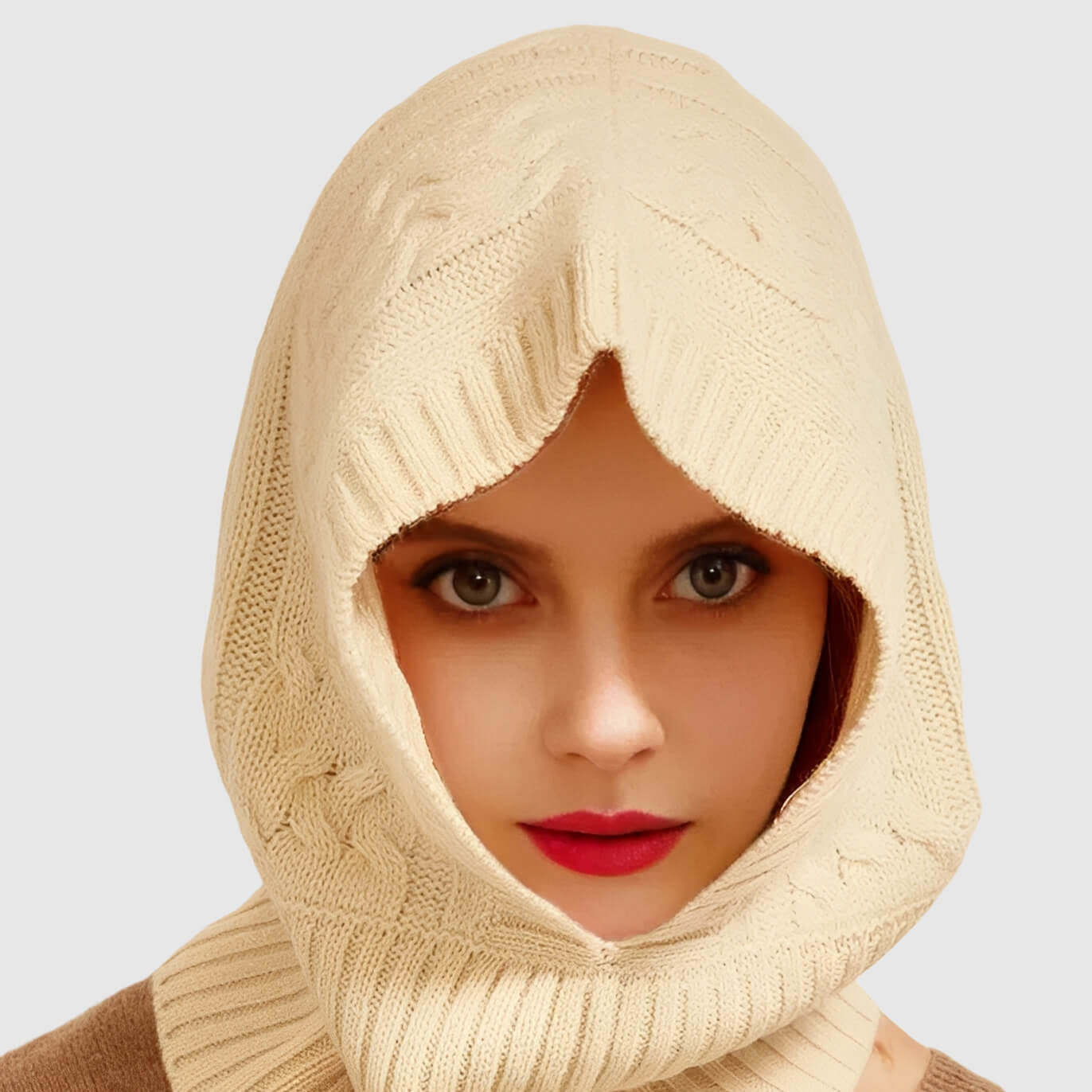 Bonnet écharpe femme hiver torsadé