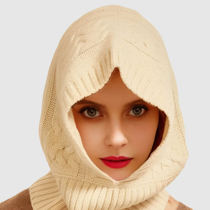 Bonnet écharpe femme hiver torsadé