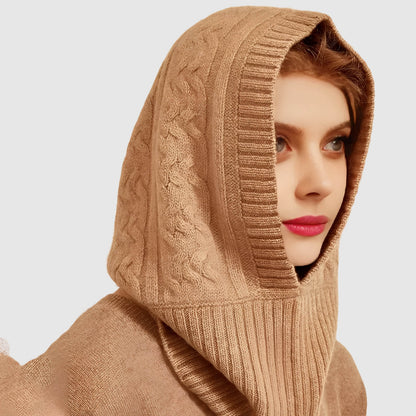 Bonnet écharpe femme hiver torsadé