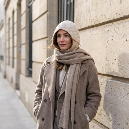 Bonnet écharpe femme hiver torsadé