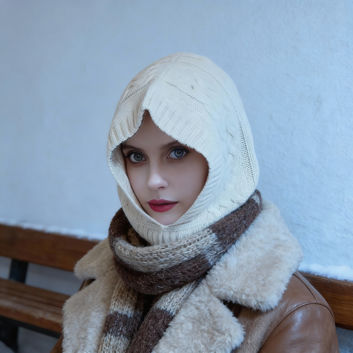 Bonnet écharpe femme hiver torsadé