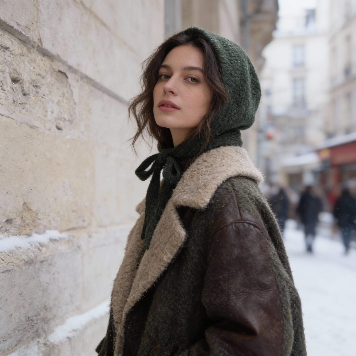 Bonnet écharpe chaud pour femme à col montant